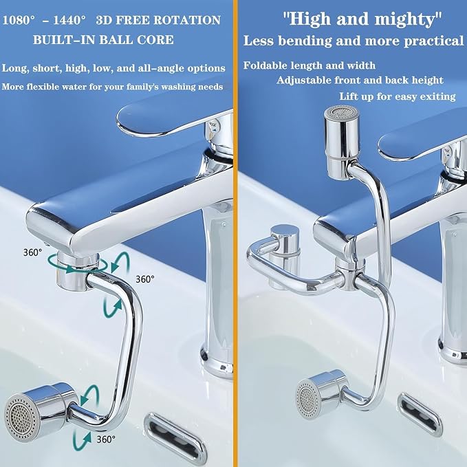 Prolongateur de Robinet Rotatif 1080° – 4 Modes de Jet