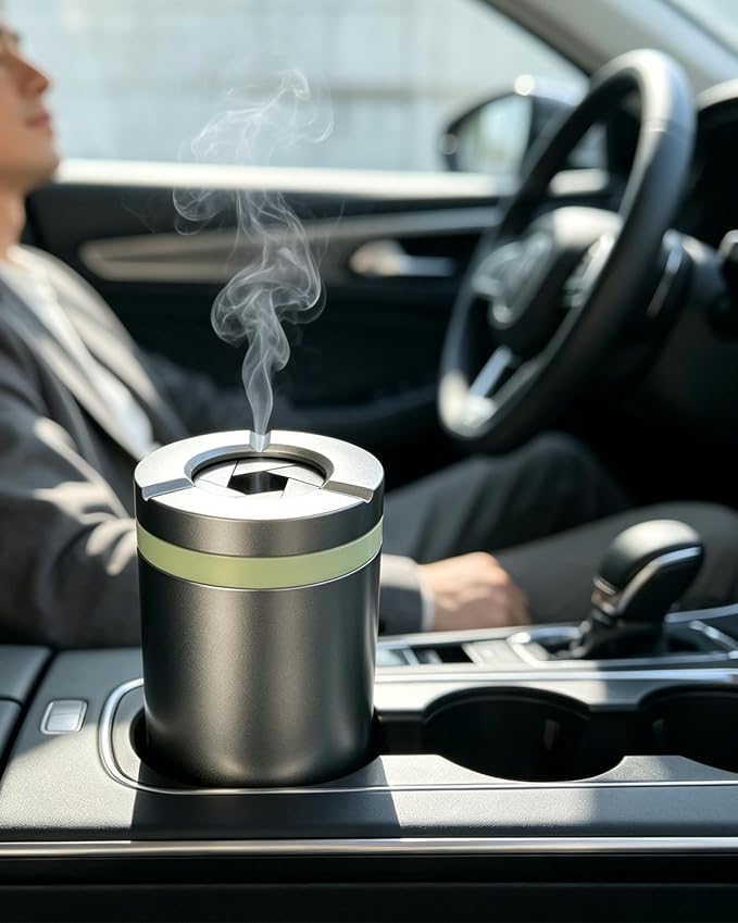 Cendrier de Voiture en Aluminium – Étanche & Anti-Odeurs