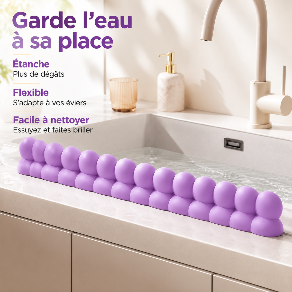 Protection anti-éclaboussures en silicone pour évier de cuisine