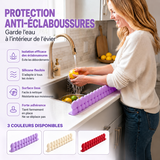 Protection anti-éclaboussures en silicone pour évier de cuisine